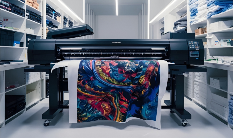 Textile printer shown on the original Media Frenzy website